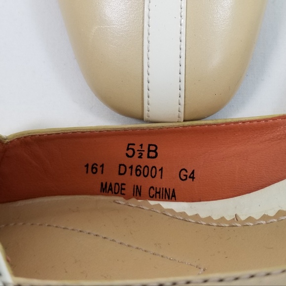 Cole Haan Tan Cream Patent Leather Kitten Heel Sling Back Heels Womens Size 5.5B - Picture 7 of 8